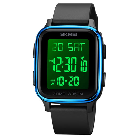 SKMEI 1858 Square Waterproof Digital Dual Display LED Luminous Watch(Blue) - LED Digital Watches by SKMEI | Online Shopping UK | buy2fix