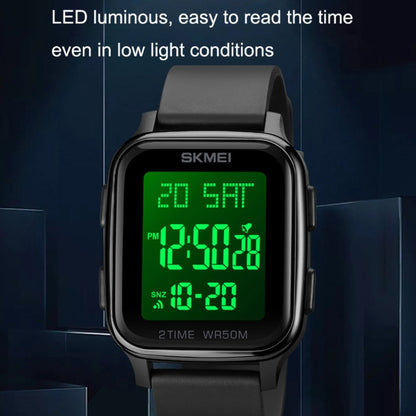 SKMEI 1858 Square Waterproof Digital Dual Display LED Luminous Watch(Black) - LED Digital Watches by SKMEI | Online Shopping UK | buy2fix