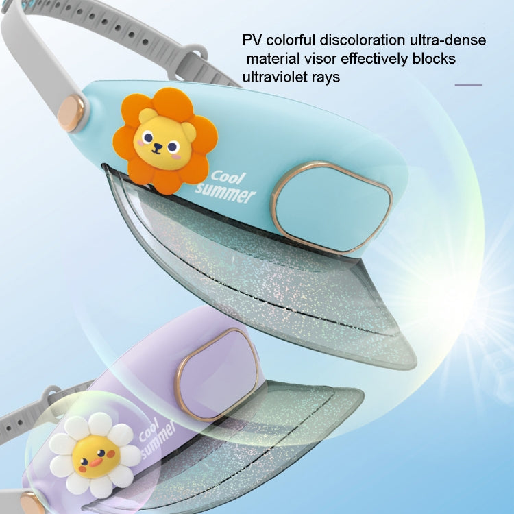 Cute Pet Bladeless Fan Hat USB Rechargeable Adjustable Speed Summer Sun Protection Sunshade Fan(Flower Duck) - Consumer Electronics by buy2fix | Online Shopping UK | buy2fix