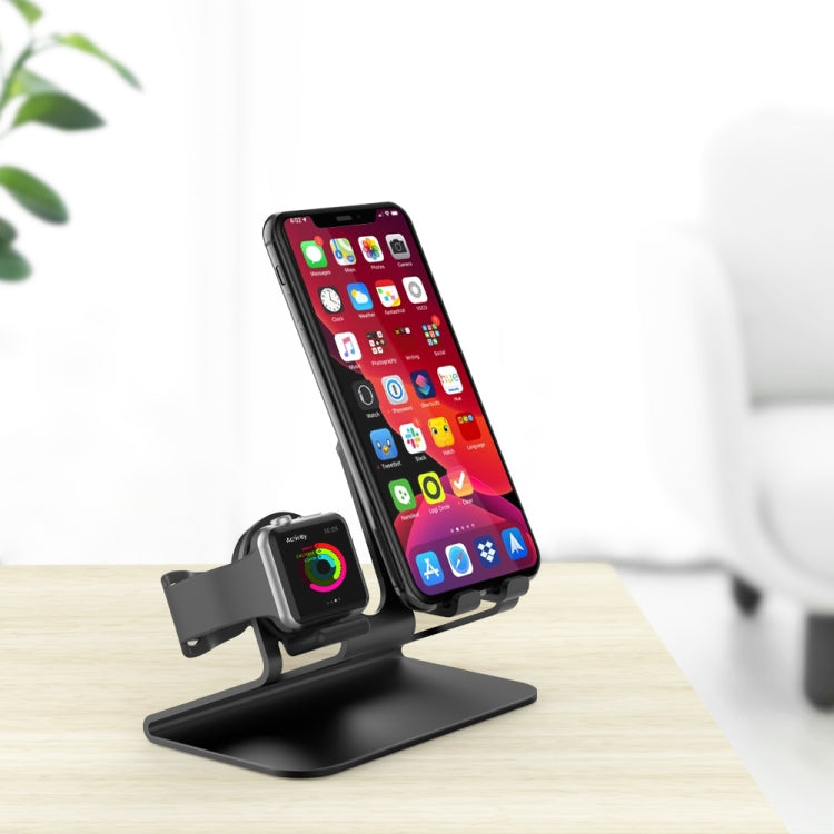 AhaStyle ST04 Aluminum Alloy Charging Base, For 4-8 inch Smart Phone&Apple Watch Series(Black) - Desktop Holder by AhaStyle | Online Shopping UK | buy2fix