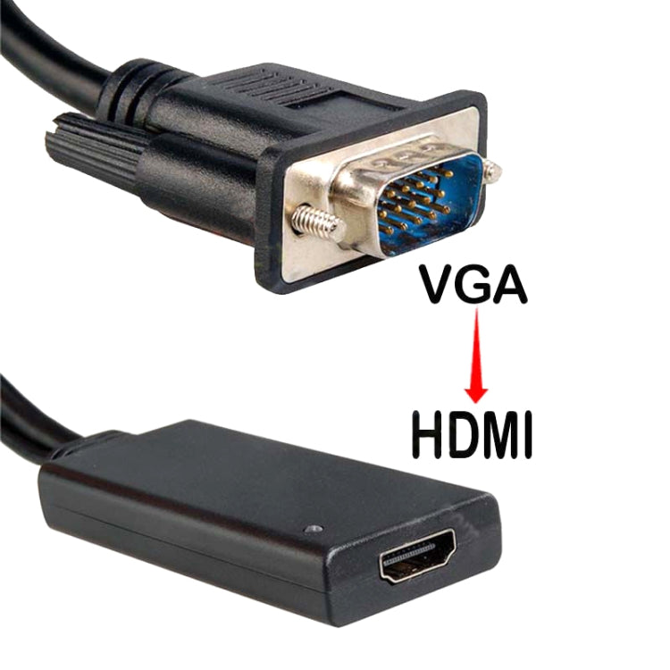 HD55Y VGA To HDMI Adapter Cable VGA+USB To HD 1080P Converter With Power Supply(Black) -  by buy2fix | Online Shopping UK | buy2fix