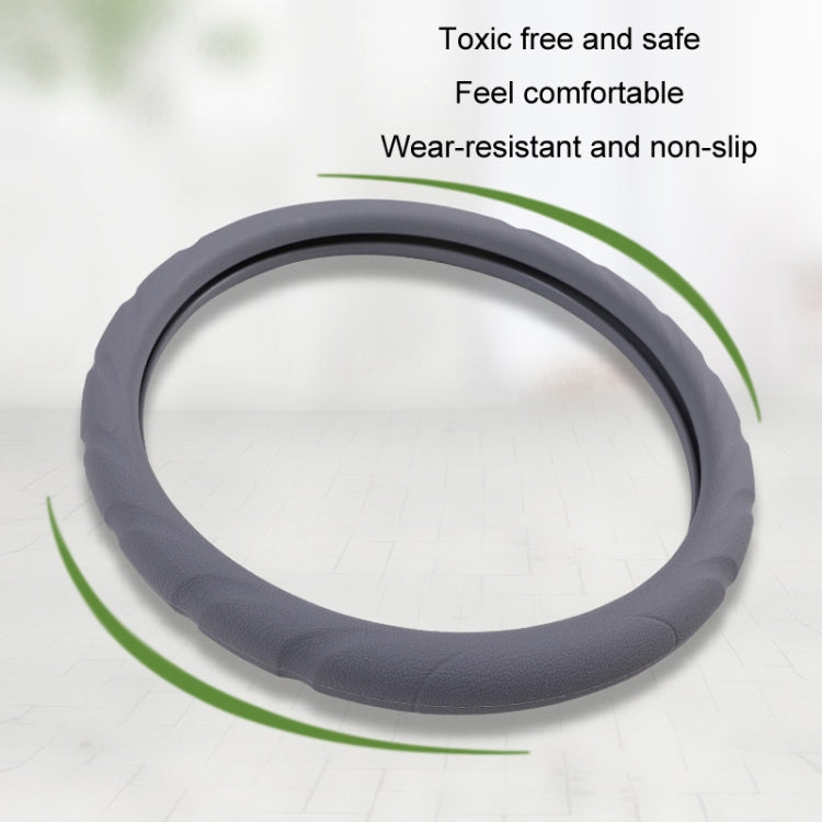 Silicone Non-slip Wear-resistant Steering Wheel Cover, Size: 37-42cm(Gray) -  by buy2fix | Online Shopping UK | buy2fix