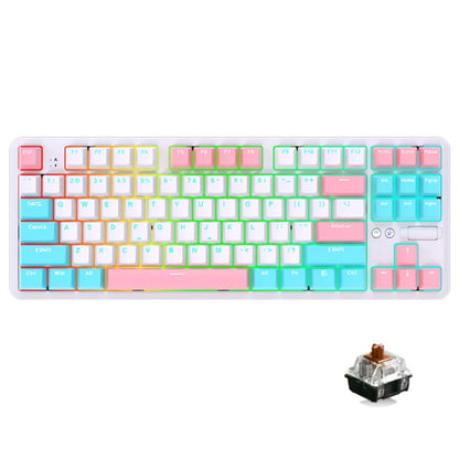 Ajazz K870T Pro 87 Keys Three Mode Wireless/Bluetooth/Wired Pluggable RGB Mechanical Keyboard Tea Shaft (White) - Wireless Keyboard by Ajazz | Online Shopping UK | buy2fix