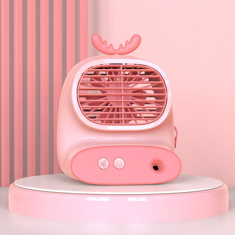 CS1319 Desktop Small Hydrating Spray Cartoon Fan Rechargeable Silent Humidifying Fan(Deer Pink) - Electric Fans by buy2fix | Online Shopping UK | buy2fix