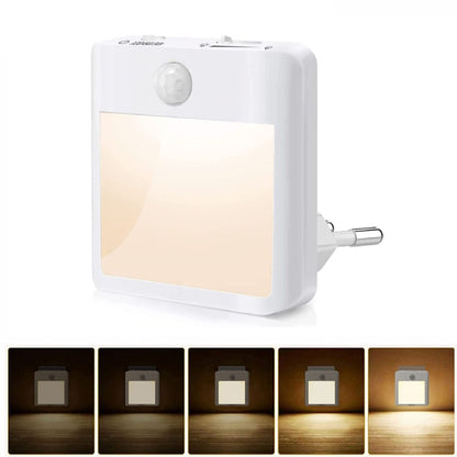 NL2101 Motion Sensor LED Night Light AC Plug Dimming Sleep Lights,Spec: Warm and White EU Plug - Sensor LED Lights by buy2fix | Online Shopping UK | buy2fix