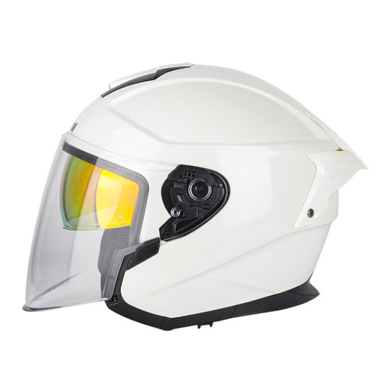 SOMAN Motorcycle Electric Bicycle Dual Lens Riding Helmet, Size: M(Pearl White) - Helmets by SOMAN | Online Shopping UK | buy2fix