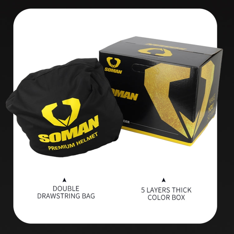 SOMAN Motorcycle Dual Lens Riding Peel-Off Full Coverage Helmet, Size: S(Black Yellow Track) - Helmets by SOMAN | Online Shopping UK | buy2fix