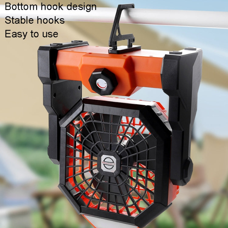 Outdoor Infinitely Variable Speed Portable Large Wind Charging Camping Lighting Fan(Black Orange) - Electric Fans by buy2fix | Online Shopping UK | buy2fix