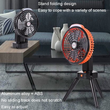 Outdoor Camping USB Charging Fan Tent Swing Head Fan With Tripod LED Light(Black) - Electric Fans by buy2fix | Online Shopping UK | buy2fix