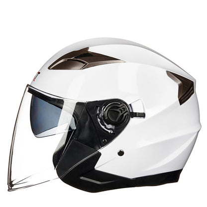 GXT 708 Electric Vehicle Dual Lens Helmet Four Seasons Safety Helmet, Size: M(Bright White) - Helmets by GXT | Online Shopping UK | buy2fix