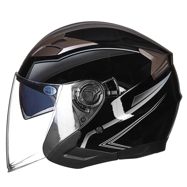 GXT 708 Electric Vehicle Dual Lens Helmet Four Seasons Safety Helmet, Size: M(Bright Black Gray) - Helmets by GXT | Online Shopping UK | buy2fix