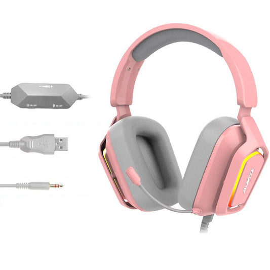 Ajazz AX368 Computer Game Audio Recognition RGB Headset 3.5mm Version (Pink) - Multimedia Headset by Ajazz | Online Shopping UK | buy2fix