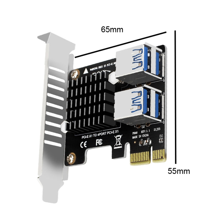 PCIE To PCI-E4 Port USB3.0 Expansion Card Graphics Card Extension(Half High Baffle) - Add-on Cards by buy2fix | Online Shopping UK | buy2fix