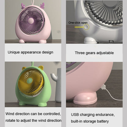 Dormitory Portable Animal Ear Desktop Electric Fan, Style: Directly Inserted Version White - Electric Fans by buy2fix | Online Shopping UK | buy2fix