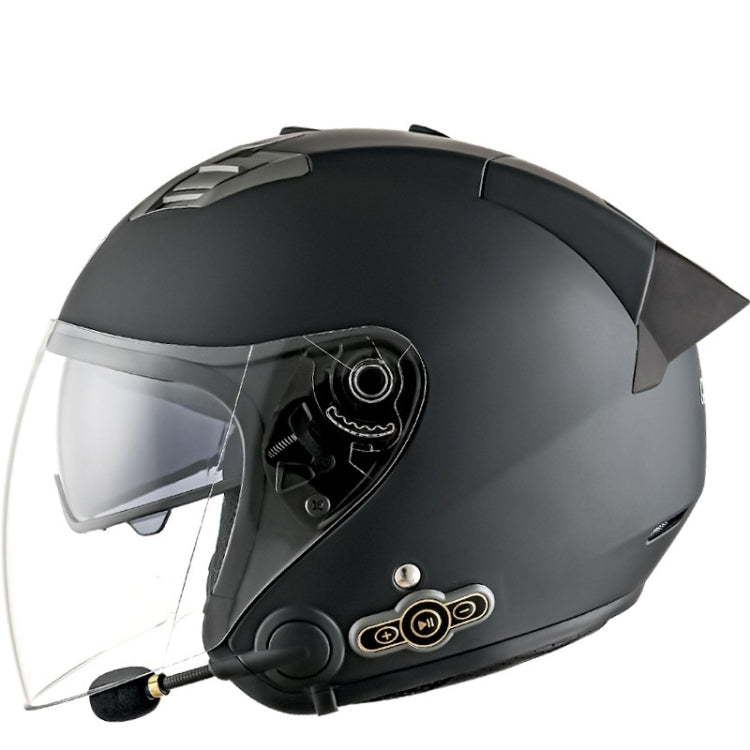 KUQIBAO Motorcycle Smart Bluetooth Sun Protection Double Lens Safety Helmet, Size: XXL(Matte Black+Black Tail) - Helmets by KUQIBAO | Online Shopping UK | buy2fix