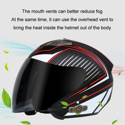 KUQIBAO Motorcycle Smart Bluetooth Sun Protection Double Lens Safety Helmet, Size: XXL(Matte Black Phantom Fiber) - Helmets by KUQIBAO | Online Shopping UK | buy2fix