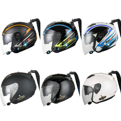 KUQIBAO Motorcycle Bluetooth Headset Double Lens Helmet With Braid, Size: XL(Bright Black) - Helmets by KUQIBAO | Online Shopping UK | buy2fix