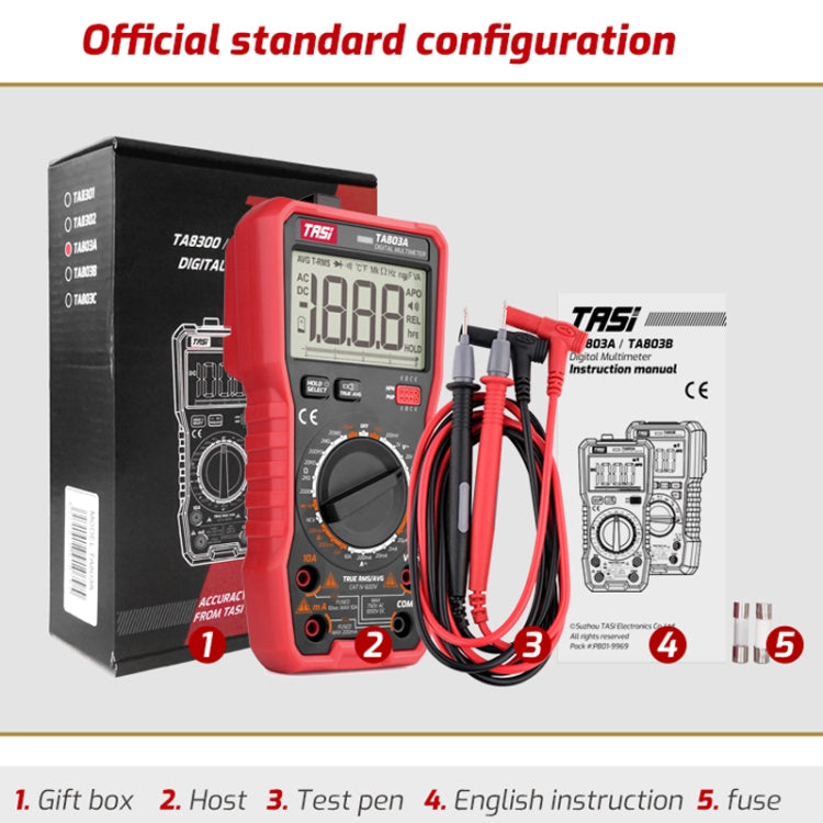 TASI TA803C Digital High Precision Multimeter Digital Display Household Multifunction Electrician Multimeter - Digital Multimeter by TASI | Online Shopping UK | buy2fix