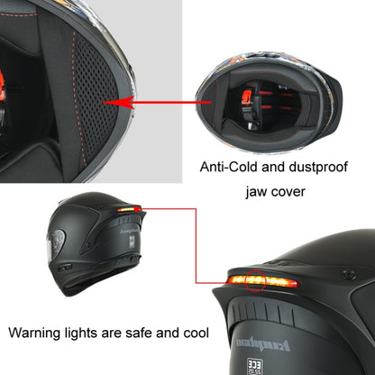 KUQIBAO Motorcycle Dual Lens Anti-Fog Helmet With LED Light, Size: M(White) - Helmets by KUQIBAO | Online Shopping UK | buy2fix