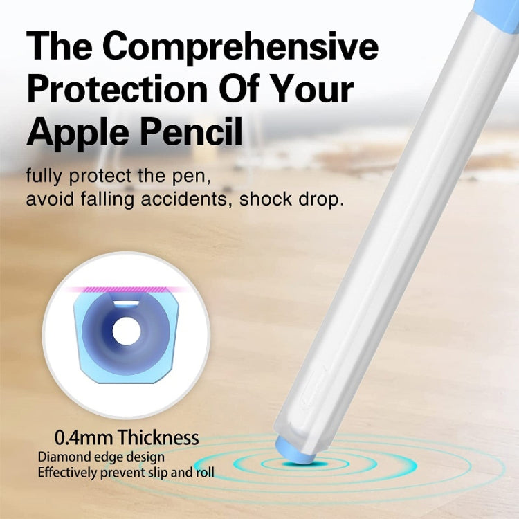 For Apple Pencil 2 Non-Slip Anti-Fall Translucent Segmented Pen Case(Crescent White) - Pencil Accessories by buy2fix | Online Shopping UK | buy2fix