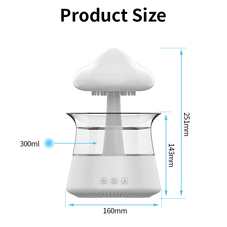 CH06 300ml Rain Humidifier Mushroom Cloud Colorful Night Lamp Aromatherapy Machine, Style: Without Remote Controller(White) - Air Purifiers & Accessories by buy2fix | Online Shopping UK | buy2fix