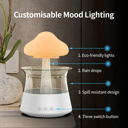 CH06 300ml Rain Humidifier Mushroom Cloud Colorful Night Lamp Aromatherapy Machine, Style: With Remote Controller(White) - Air Purifiers & Accessories by buy2fix | Online Shopping UK | buy2fix