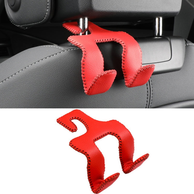 Car Double Hook Stainless Steel Rear Headrest Mobile Phone Holder(Red) - Auto Fastener & Clips by buy2fix | Online Shopping UK | buy2fix