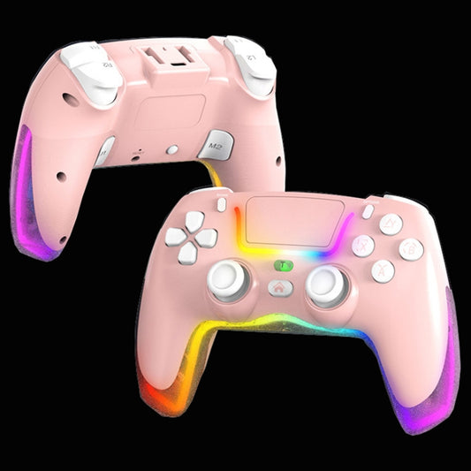For PS4 Dazzle Color Light Wireless Bluetooth Grip(Pink) - Gamepads by buy2fix | Online Shopping UK | buy2fix