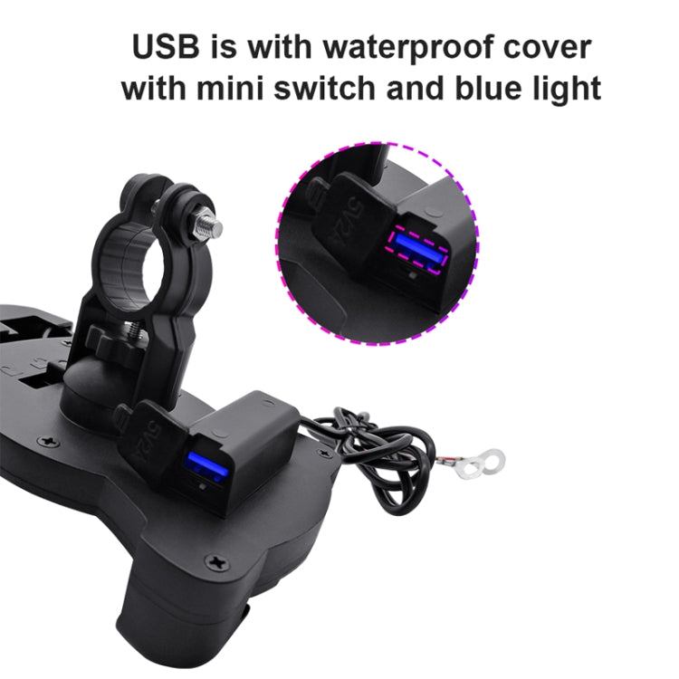 Motorcycle Sunshade Rainproof Mobile Phone Holder, Shape: Charging Mirror Holder 5V-2A - Holder by buy2fix | Online Shopping UK | buy2fix