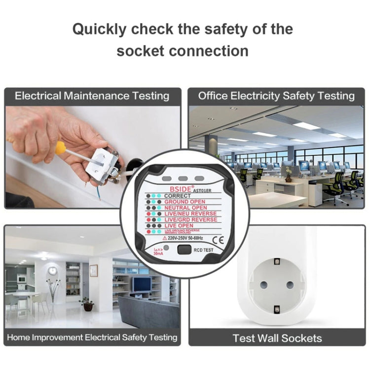 BSIDE AST01 Plug Power Tester Electrical Socket Detector UK Plug - Current & Voltage Tester by BSIDE | Online Shopping UK | buy2fix