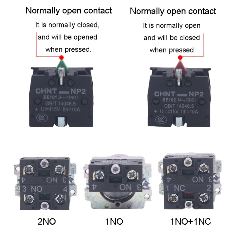 CHINT NP2-BD21 2 Gear Self-locking 1NO Power Transfer Switch Short Handle Master Knob 22mm - Car Switches by CHINT | Online Shopping UK | buy2fix