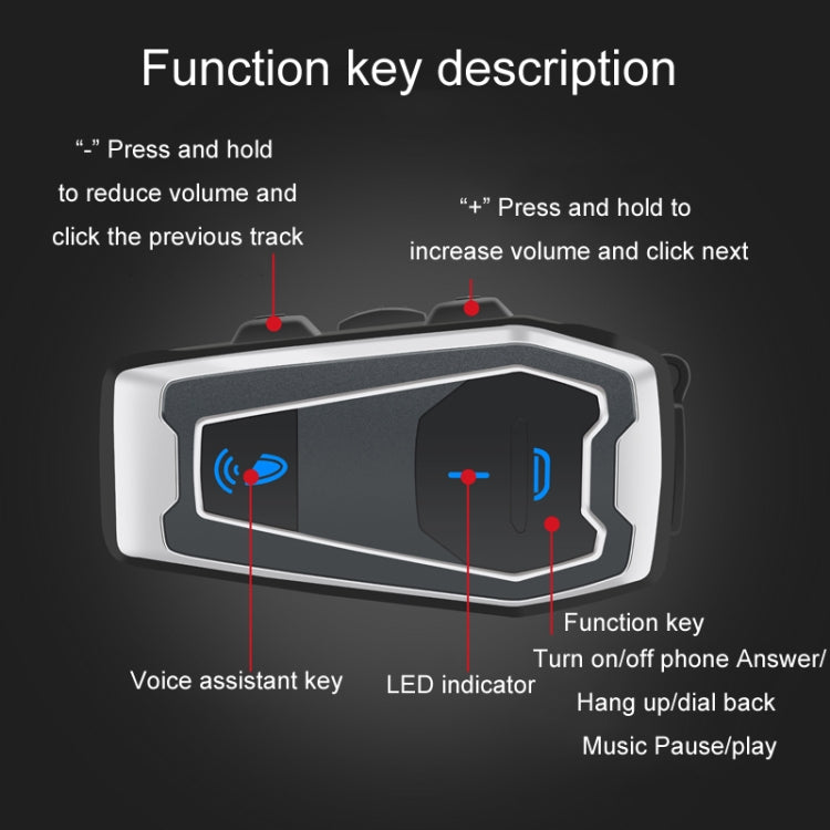 Motorcycle Helmet Bluetooth 5.0 Stereo Music Cycling Headphones(V10) - Motorcycle Walkie Talkie by buy2fix | Online Shopping UK | buy2fix