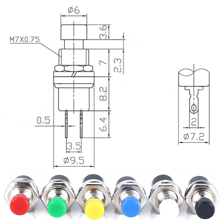 10 PCS 7mm Thread Multicolor 2 Pins Momentary Push Button Switch(Blue) - Consumer Electronics by buy2fix | Online Shopping UK | buy2fix