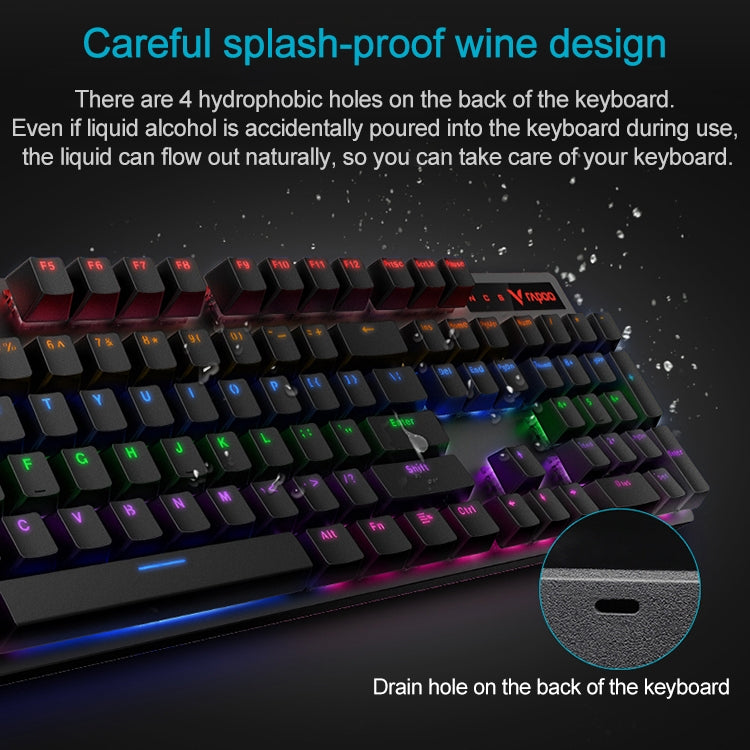 Rapoo V500 PRO Mixed Light 104 Keys Desktop Laptop Computer Game Esports Office Home Typing Wired Mechanical Keyboard(Tea Shaft) - Wired Keyboard by Rapoo | Online Shopping UK | buy2fix