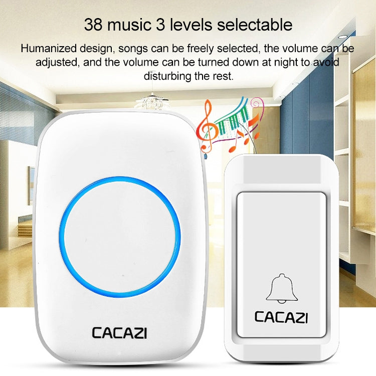 CACAZI A10G One Button Three Receivers Self-Powered Wireless Home Cordless Bell, UK Plug(White) - Wireless Doorbell by CACAZI | Online Shopping UK | buy2fix