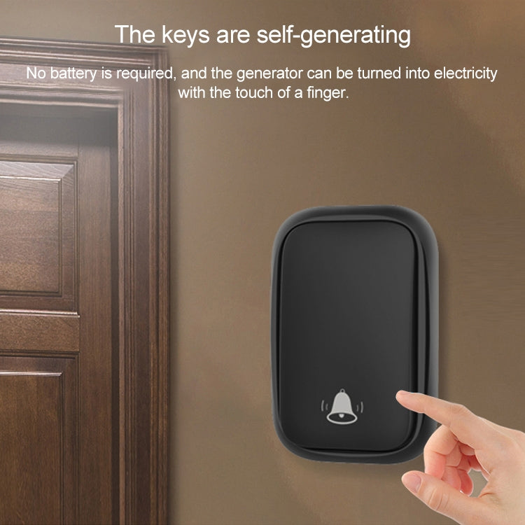 CACAZI FA86 Self-Powered Smart Home Wireless Doorbell, UK Plug(Black) - Security by CACAZI | Online Shopping UK | buy2fix