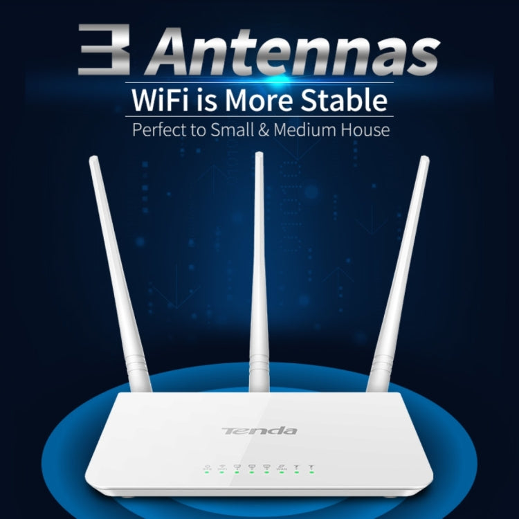 Tenda F3 Wireless 2.4GHz 300Mbps WiFi Router with 3*5dBi External Antennas(White) - Wireless Routers by Tenda | Online Shopping UK | buy2fix