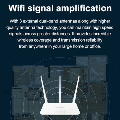 Tenda F3 Wireless 2.4GHz 300Mbps WiFi Router with 3*5dBi External Antennas(White) - Wireless Routers by Tenda | Online Shopping UK | buy2fix