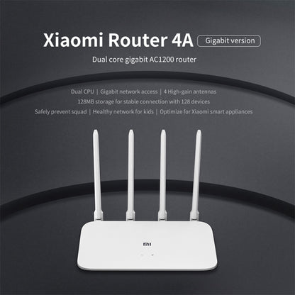 Original Xiaomi WiFi Router 4A Smart APP Control AC1200 1167Mbps 128MB 2.4GHz & 5GHz Dual-core CPU Gigabit Ethernet Port Wireless Router Repeater with 4 Antennas, Support Web & Android & iOS, US Plug(White) - Wireless Routers by Xiaomi | Online Shopping UK | buy2fix