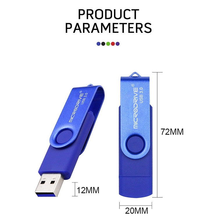 MicroDrive 16GB USB 3.0 Android Phone & Computer Dual-use Rotary Metal U Disk (White) - USB Flash Drives by MicroDrive | Online Shopping UK | buy2fix