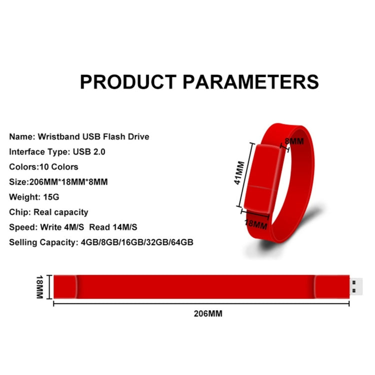 MicroDrive 64GB USB 2.0 Fashion Bracelet Wristband U Disk (Red) - Computer & Networking by MicroDrive | Online Shopping UK | buy2fix